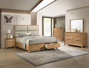 Florian Natural Wood Upholstered Storage Bedroom Set from Crown Mark - Lara Furniture