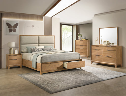 Florian Natural Wood Upholstered Storage Bedroom Set from Crown Mark - Lara Furniture