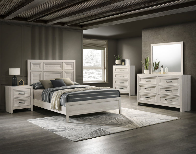 Lorraine Antique White Queen Panel Bed from Crown Mark - Lara Furniture