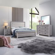 Adelaide Driftwood King Upholstered Panel Bed from Crown Mark - Lara Furniture
