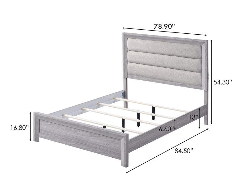 Adelaide Driftwood King Upholstered Panel Bed from Crown Mark - Lara Furniture