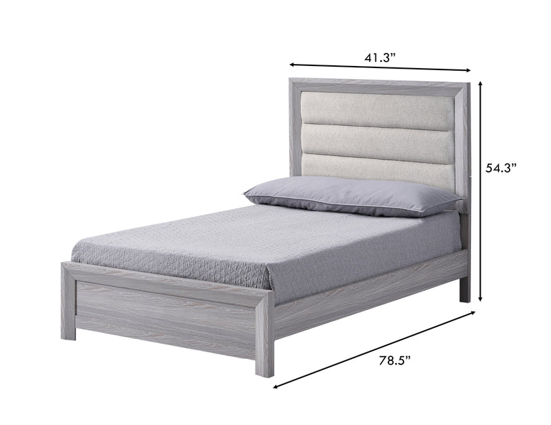 Adelaide Driftwood Twin Upholstered Panel Bed from Crown Mark - Lara Furniture
