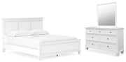 Fortman White California King Panel Bed with Mirrored Dresser from Ashley - Lara Furniture