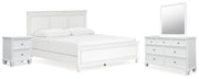 Fortman White King Panel Bed, Dresser, Mirror and Nightstand from Ashley - Lara Furniture