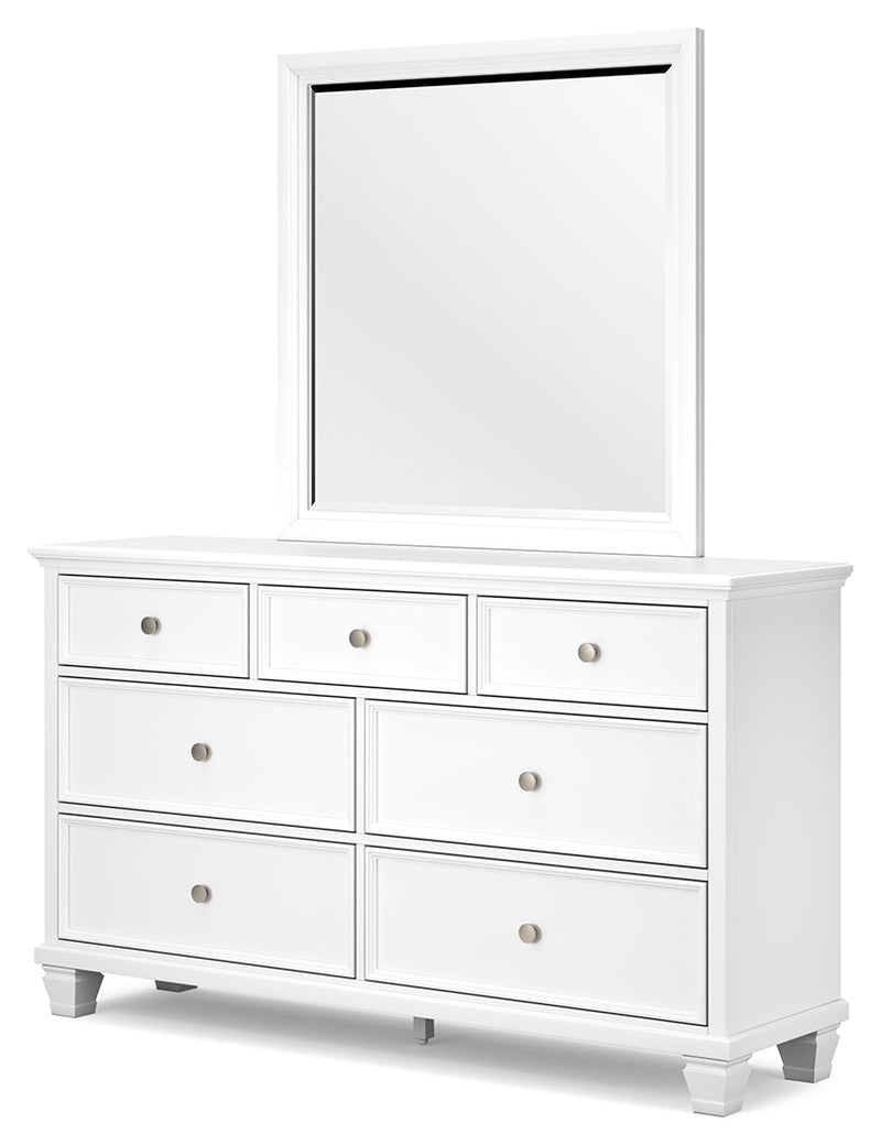 Fortman White King Panel Bed, Dresser, Mirror and Nightstand from Ashley - Lara Furniture