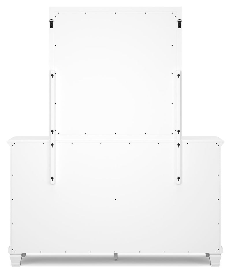 Fortman White California King Panel Bed with Mirrored Dresser from Ashley - Lara Furniture