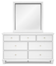 Fortman White California King Panel Bed with Mirrored Dresser from Ashley - Lara Furniture