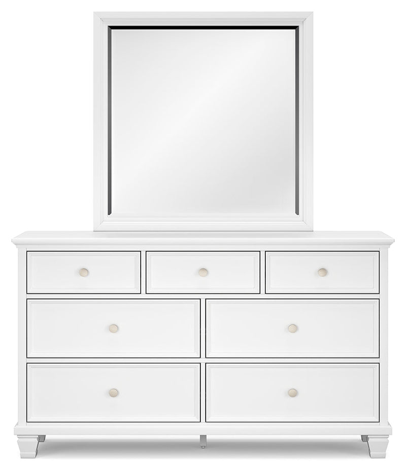 Fortman White King Panel Bed, Dresser, Mirror and Nightstand from Ashley - Lara Furniture