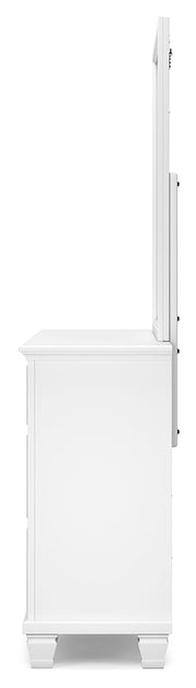 Fortman White King Panel Bed, Dresser, Mirror and Nightstand from Ashley - Lara Furniture