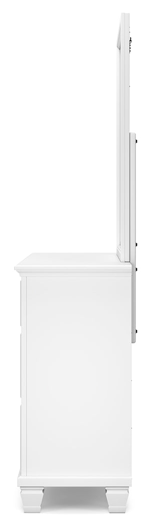 Fortman White King Panel Bed, Dresser, Mirror and Nightstand from Ashley - Lara Furniture