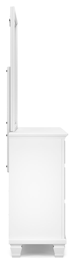 Fortman White King Panel Bed, Dresser, Mirror and Nightstand from Ashley - Lara Furniture