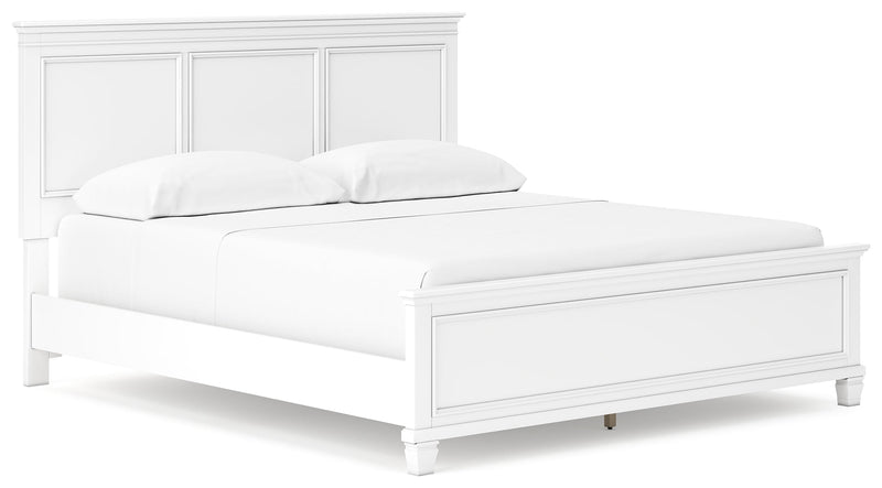 Fortman White California King Panel Bed with Mirrored Dresser from Ashley - Lara Furniture
