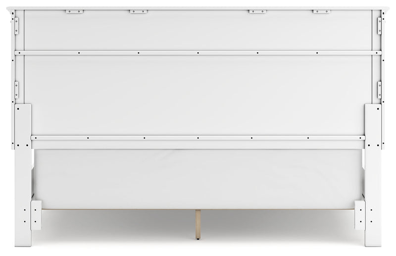 Fortman White California King Panel Bed with Mirrored Dresser from Ashley - Lara Furniture