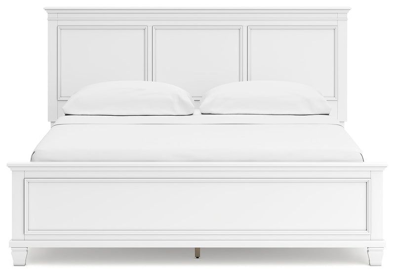 Fortman White California King Panel Bed with Mirrored Dresser from Ashley - Lara Furniture