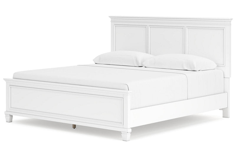 Fortman White King Panel Bed -  Ashley - Lara Furniture