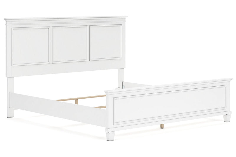 Fortman White King Panel Bed -  Ashley - Lara Furniture