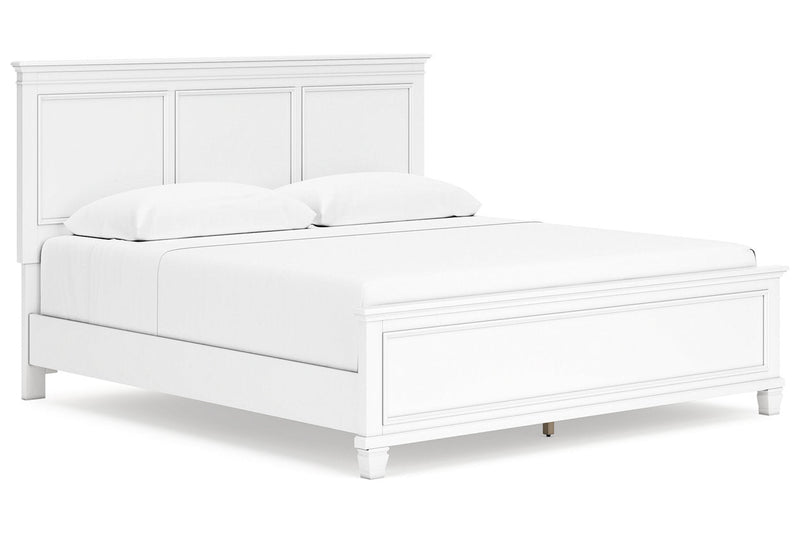Fortman White King Panel Bed -  Ashley - Lara Furniture