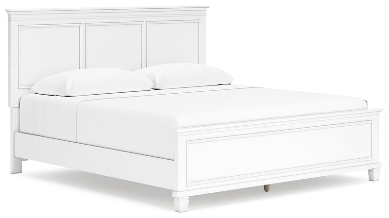 Fortman White King Panel Bed, Dresser, Mirror and Nightstand from Ashley - Lara Furniture