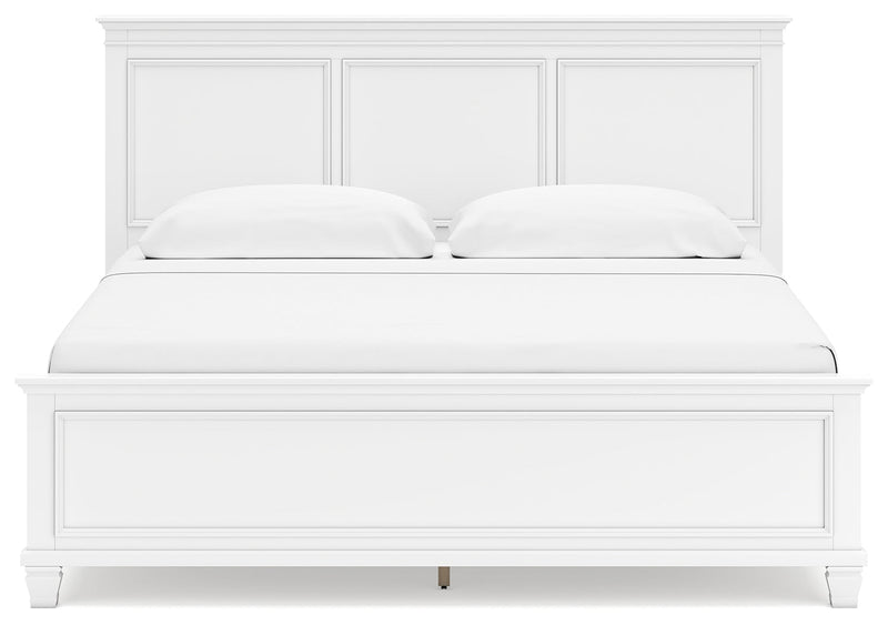 Fortman White King Panel Bed, Dresser, Mirror and Nightstand from Ashley - Lara Furniture