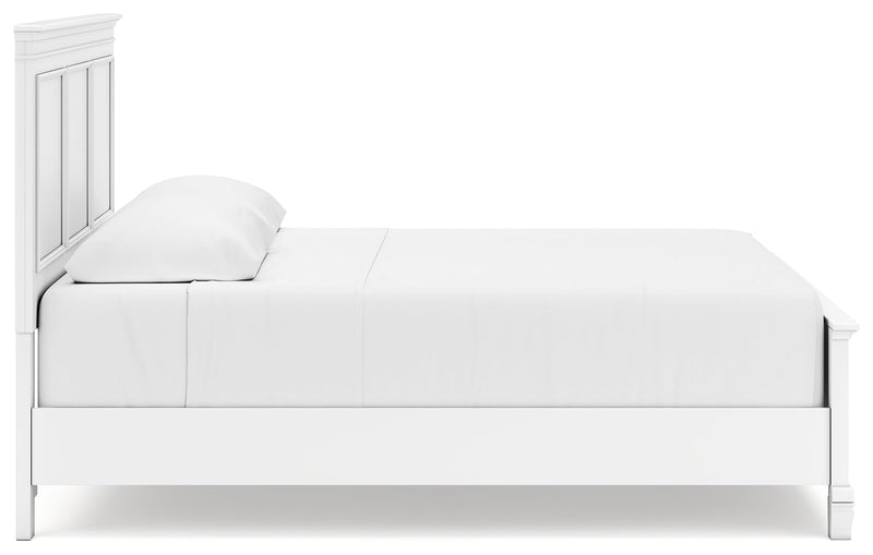 Fortman White King Panel Bed, Dresser, Mirror and Nightstand from Ashley - Lara Furniture
