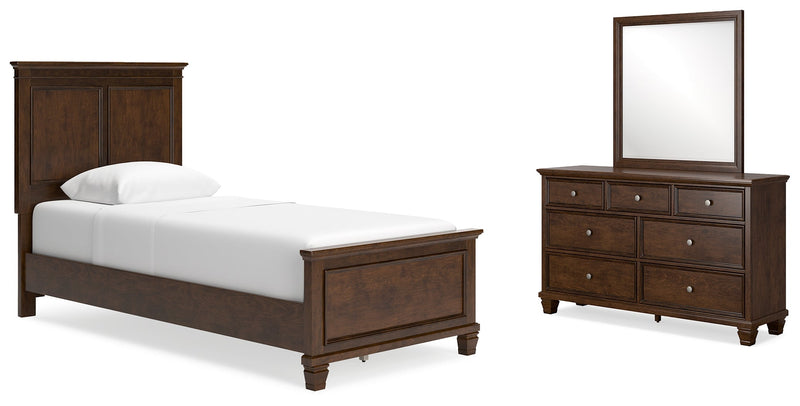 Danabrin Brown Twin Panel Bed with Mirrored Dresser from Ashley - Lara Furniture