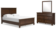 Danabrin Brown Queen Panel Bed with Mirrored Dresser from Ashley - Lara Furniture
