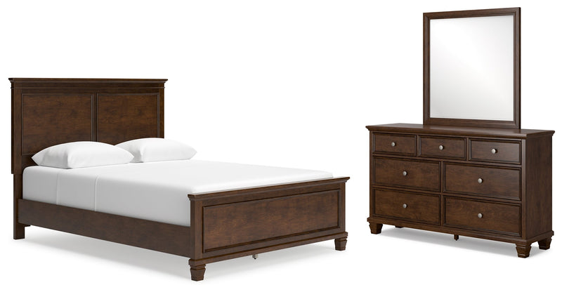 Danabrin Brown Queen Panel Bed with Mirrored Dresser from Ashley - Lara Furniture