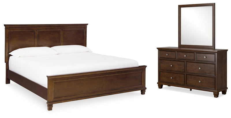 Danabr Brown King Panel Bed with Mirrored Dresser from Ashley - Lara Furniture