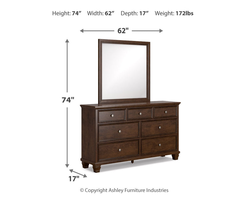 Danabr Brown King Panel Bed with Mirrored Dresser from Ashley - Lara Furniture