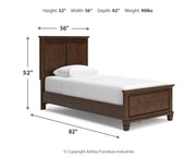 Danabrin Brown Twin Panel Bed with Mirrored Dresser from Ashley - Lara Furniture