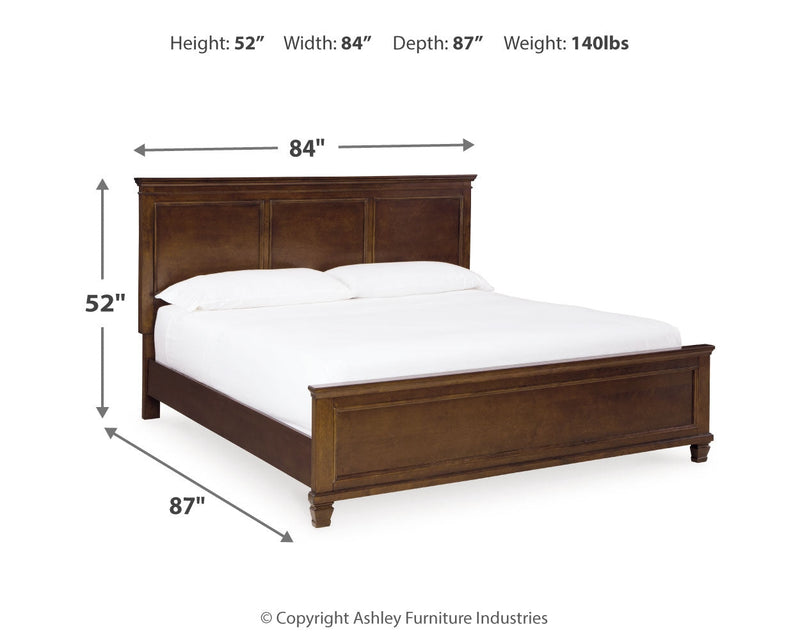 Danabr Brown King Panel Bed with Mirrored Dresser from Ashley - Lara Furniture