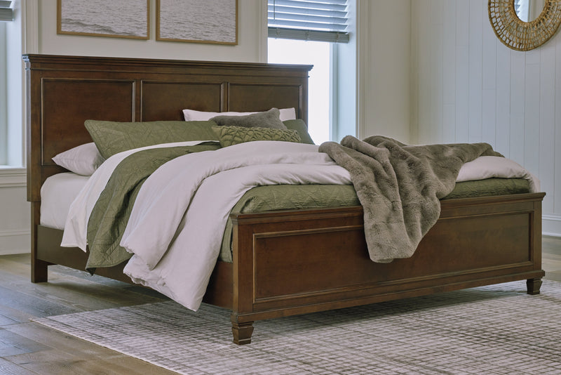 Danabr Brown King Panel Bed with Mirrored Dresser from Ashley - Lara Furniture