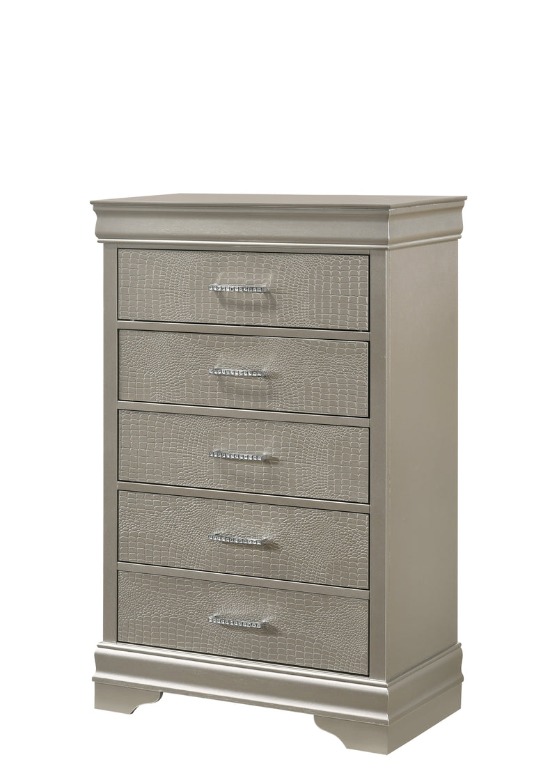 Amalia Silver Upholstered Panel Bedroom Set - Lara Furniture
