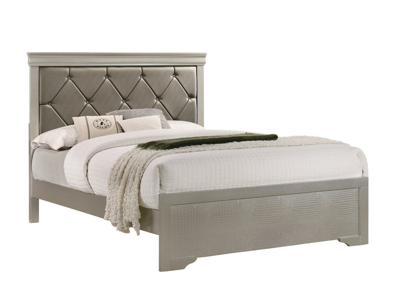 Amalia Silver King Panel Bed - Lara Furniture