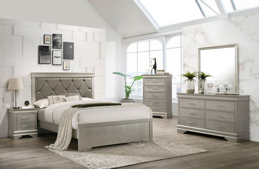 Amalia Silver Upholstered Panel Bedroom Set - Lara Furniture
