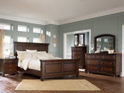 Porter Rustic Brown King Panel Bed with Mirrored Dresser and Chest from Ashley - Lara Furniture