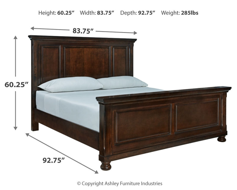 Porter Rustic Brown California King Panel Bed, Dresser and Mirror from Ashley - Lara Furniture