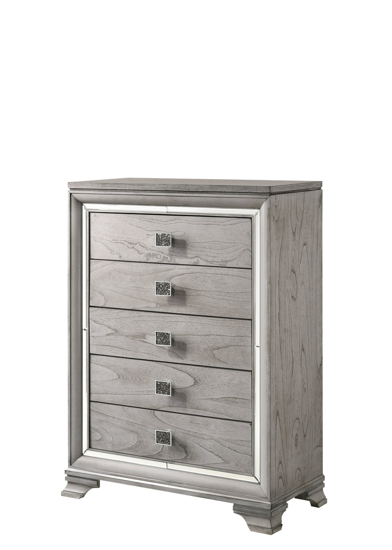 Vail Gray LED Upholstered Panel Bedroom Set - Lara FurnitureBedroom Set