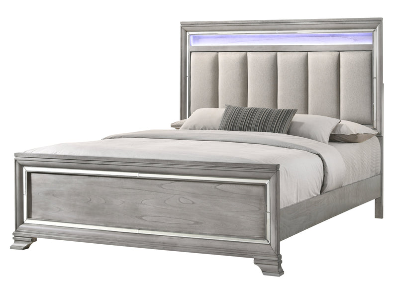 Vail Gray LED Upholstered Panel Bedroom Set - Lara FurnitureBedroom Set