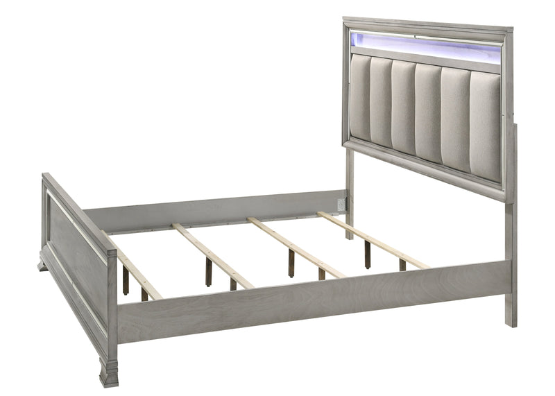 Vail Gray LED Upholstered Panel Bedroom Set - Lara FurnitureBedroom Set