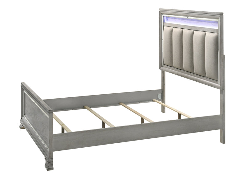 Vail Gray LED Upholstered Panel Bedroom Set - Lara FurnitureBedroom Set