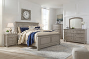 Lettner Light Gray Queen Panel Bed with Mirrored Dresser and 2 Nightstands from Ashley - Lara Furniture