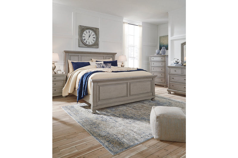 Lettner Light Gray California King Panel Bed -  Ashley - Lara Furniture