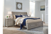 Lettner Light Gray California King Sleigh Bed with 2 Storage Drawers from Ashley - Lara Furniture