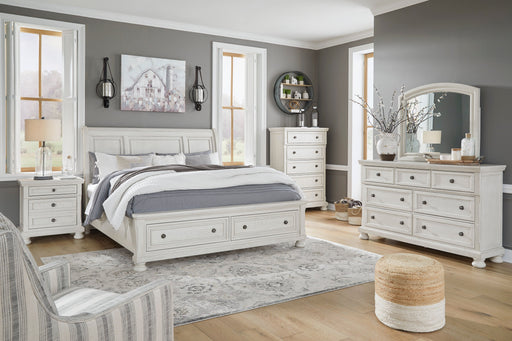 Robbinsdale Antique White Sleigh Storage Bedroom Set from Ashley - Lara Furniture