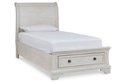 Robbinsdale Antique White Sleigh Storage Bedroom Set from Ashley - Lara Furniture