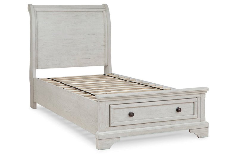 Robbinsdale Antique White Sleigh Storage Bedroom Set from Ashley - Lara Furniture