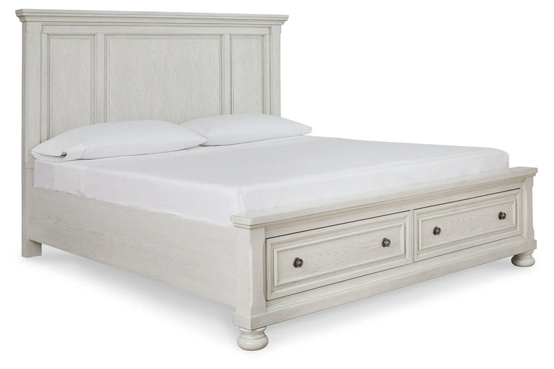 Robbinsdale Antique White King Panel Storage Bed from Ashley - Lara Furniture