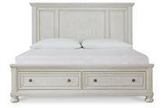 Robbinsdale Antique White King Panel Storage Bed from Ashley - Lara Furniture