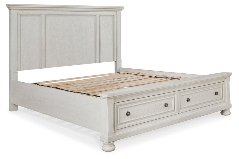 Robbinsdale Antique White King Panel Storage Bed from Ashley - Lara Furniture